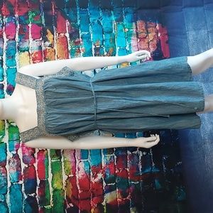 Chambray Ashley Wash Cotton Mini Dress in Ashley Wash XL 14 16 NWT